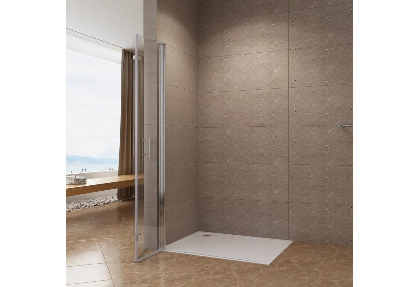 AQUABATOS Walk-in-Dusche Duschabtrennung Faltbar Duschwand Glas 65-115 cm