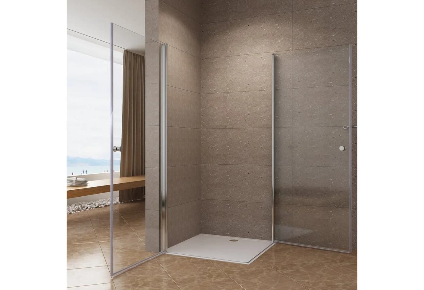AQUABATOS Eckdusche CANNES 6mm ESG Glas Nano Beschichtung
