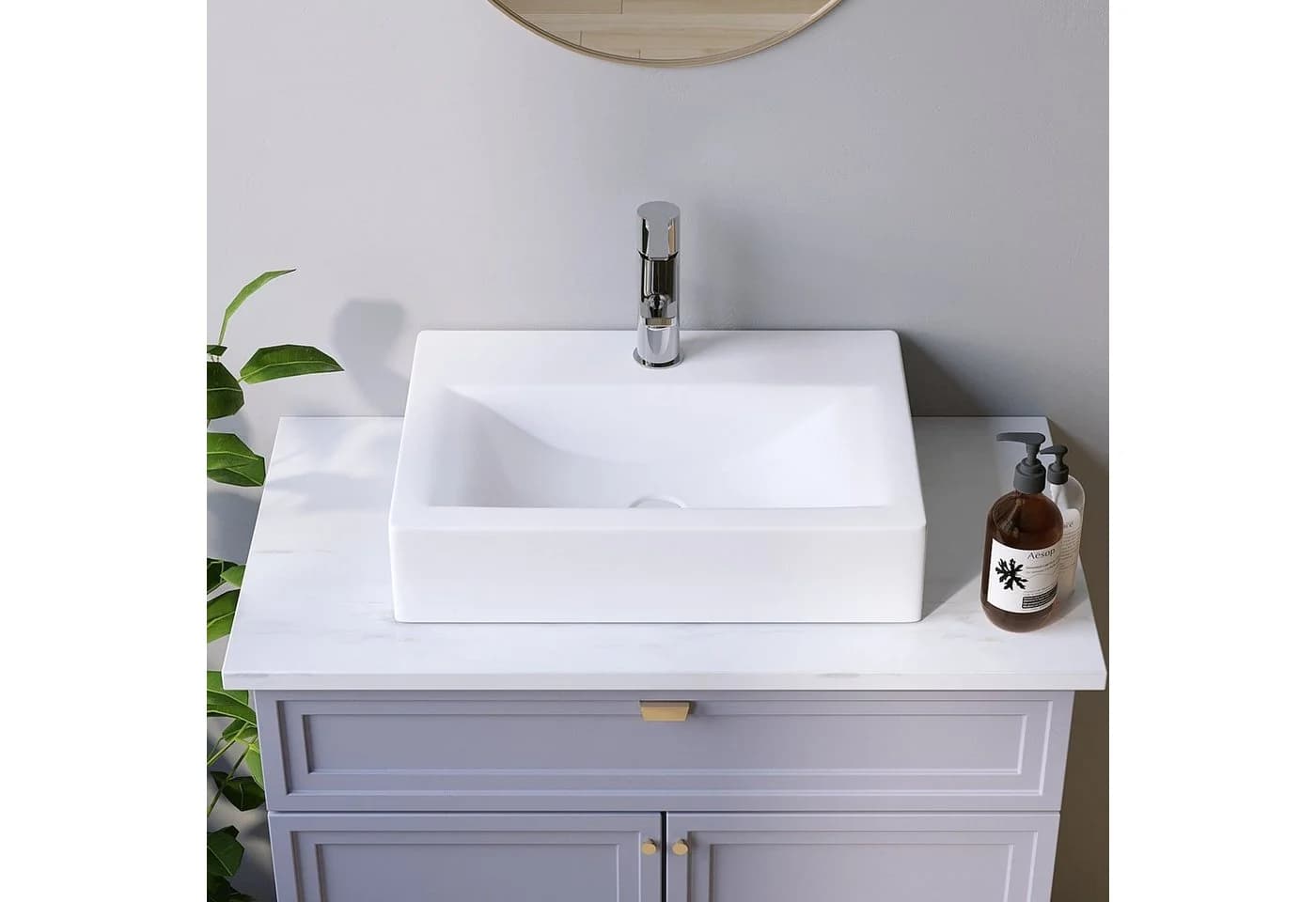 AQUABATOS Aufsatzwaschbecken Keramik Weiß Modern