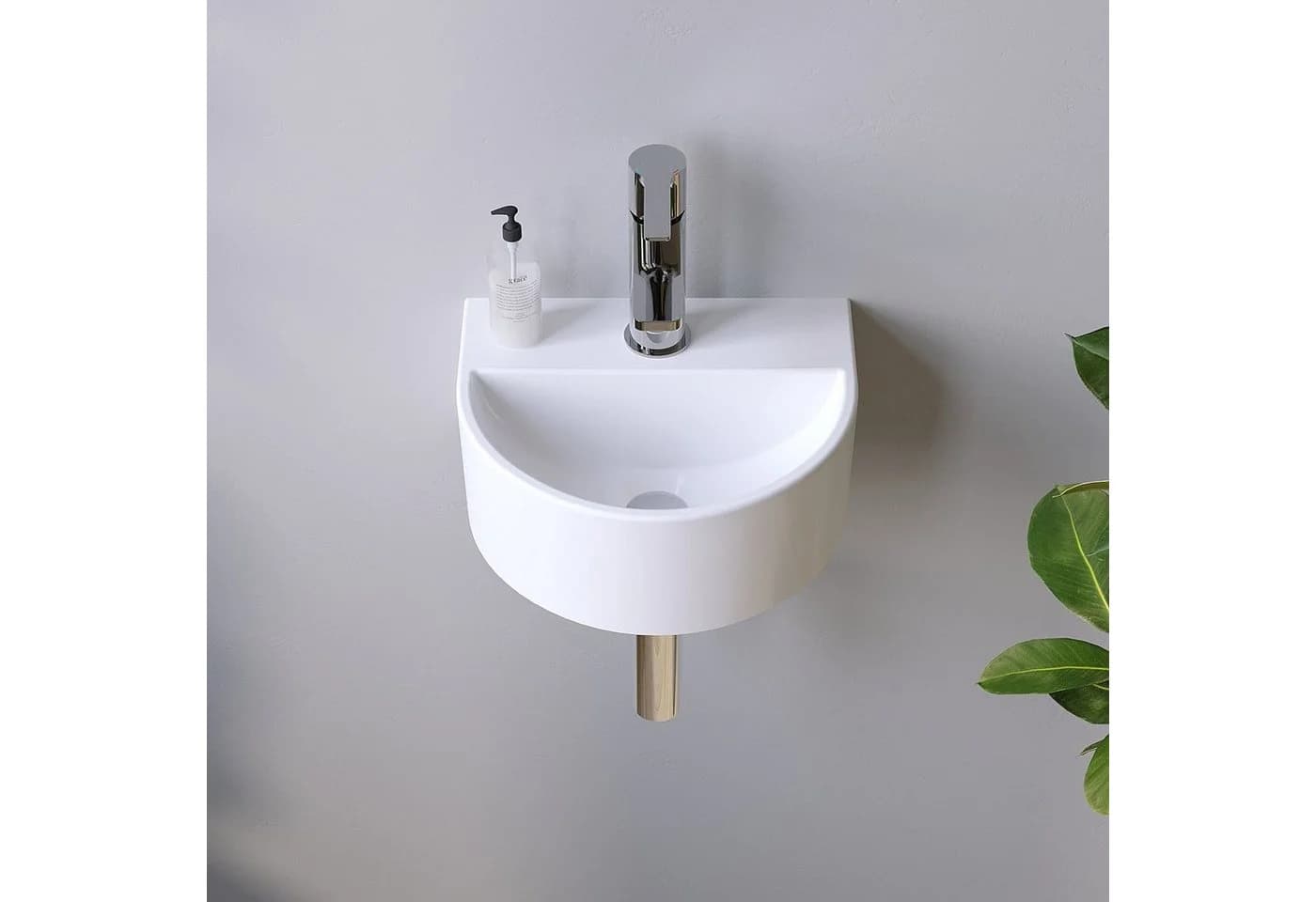 AQUABATOS Aufsatzwaschbecken Weiß Keramik Modern Halbrund