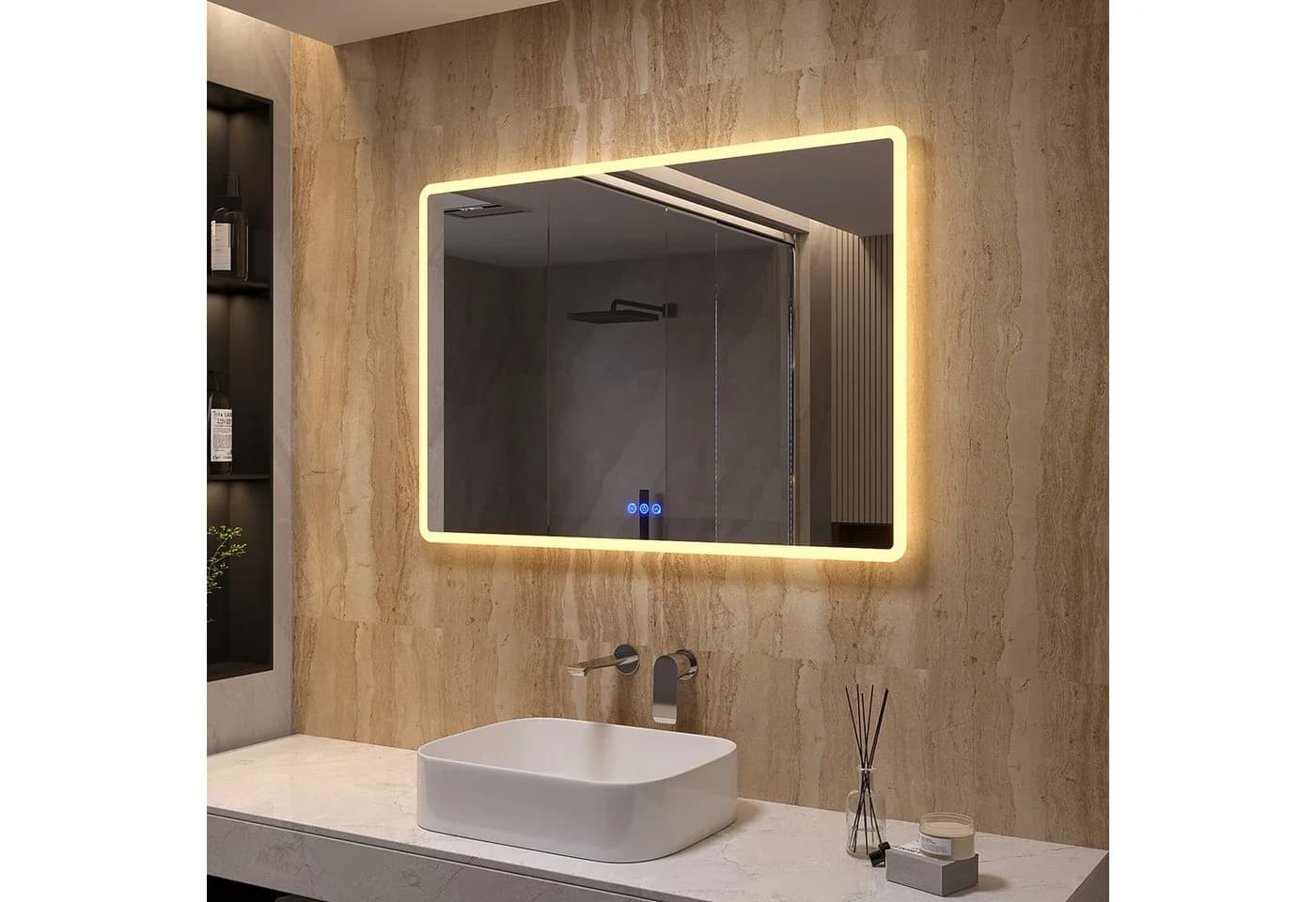 AQUABATOS LED-Lichtspiegel Badezimmer Spiegel 100x70cm Beschlagfrei