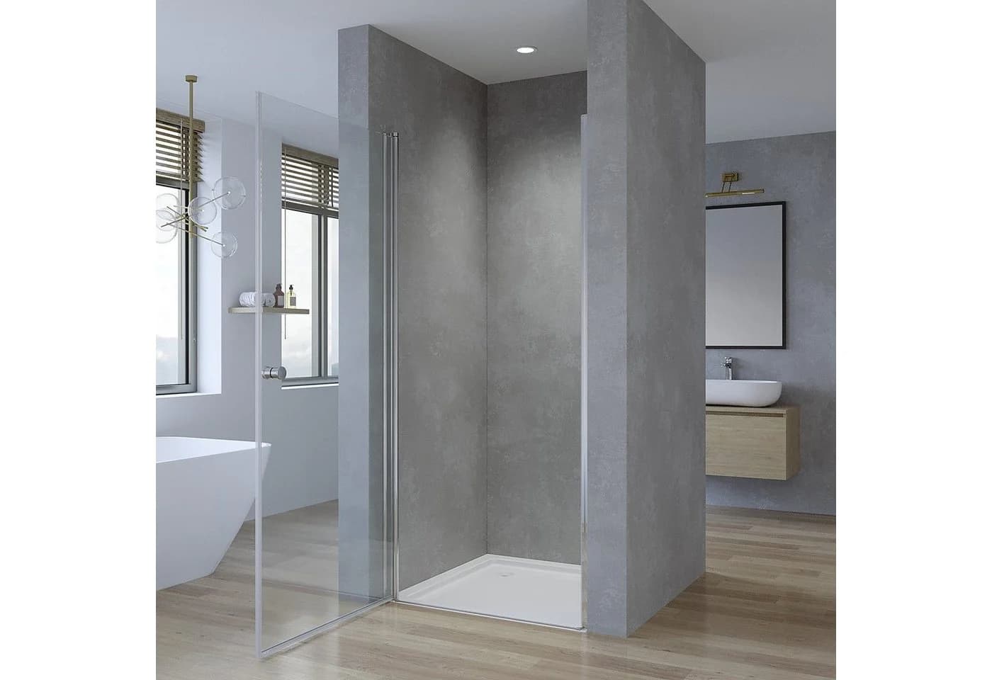 AQUALAVOS Dusch-Drehtür Nischentür Glas 5mm ESG Chrom