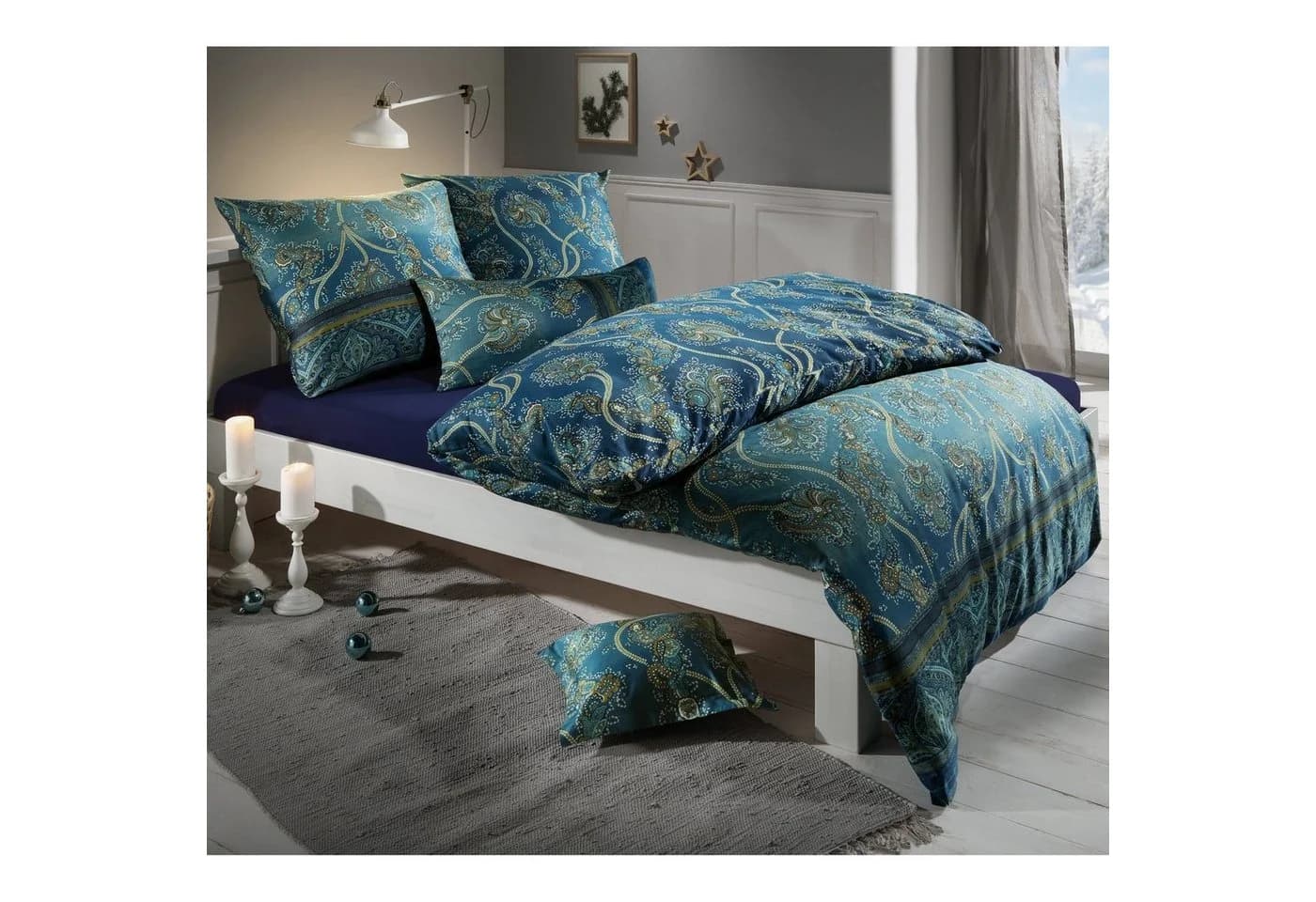 Bassetti Bettwäsche Bramante Mako-Satin Ornamente Blau