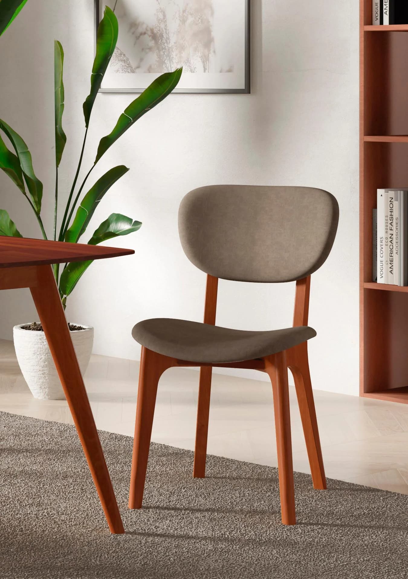 Stuhl aus Polyester und Massivholz in verschiedenen Farben