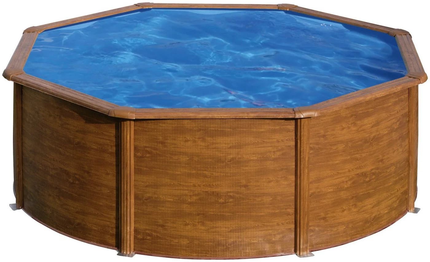 GRE PACIFIC Rundpool in Holzoptik mit Sandfilteranlage und Zubehör
