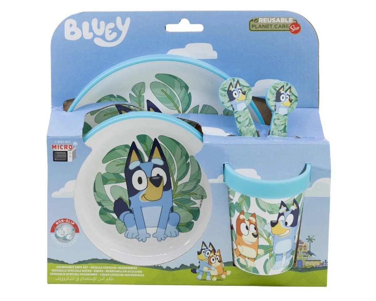 Bluey Frühstücks-Set 5-teilig Mikrowellengeeignet Blau