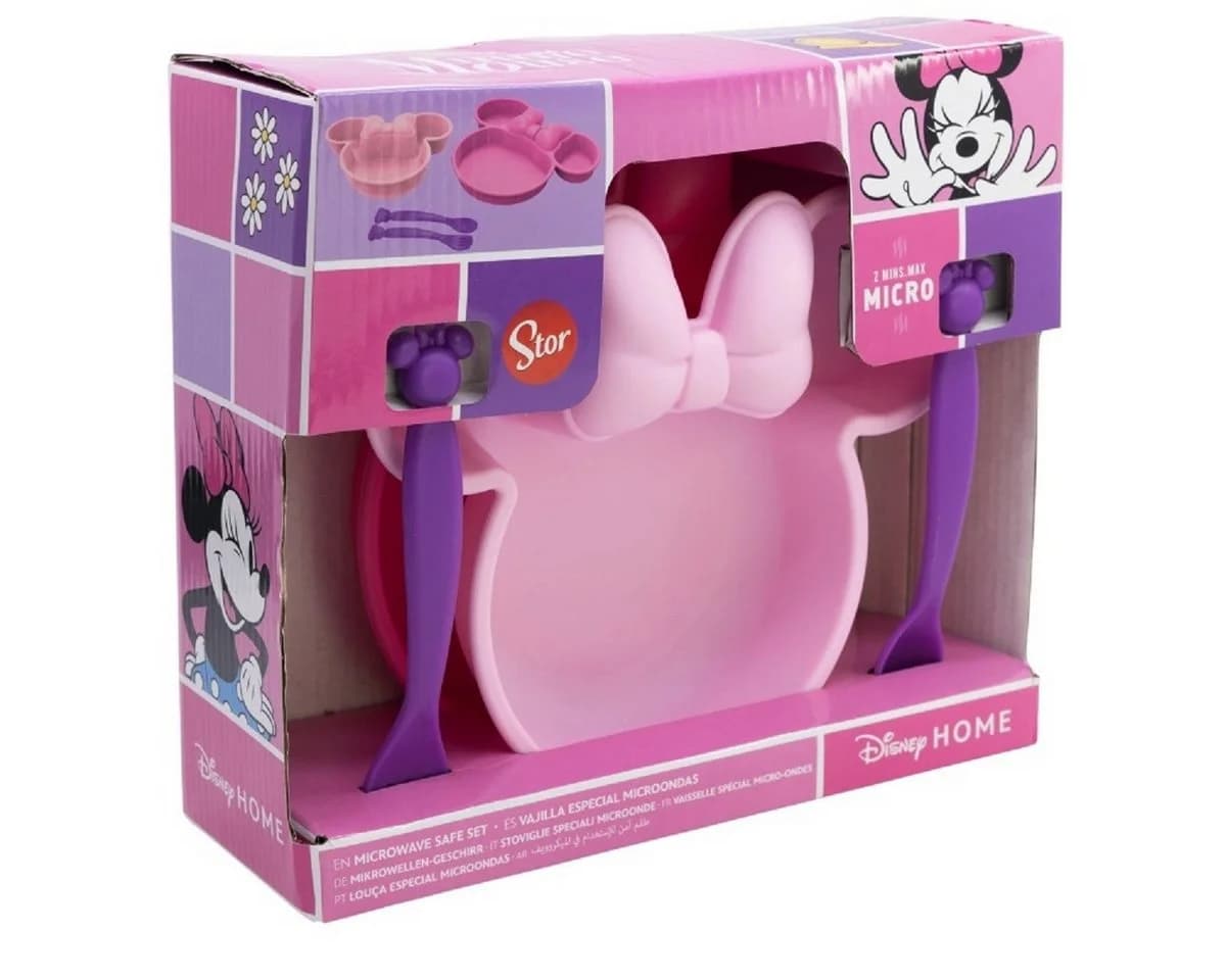 Disney Minnie Mouse Kindergeschirr-Set 4-teilig Teller Schale Besteck
