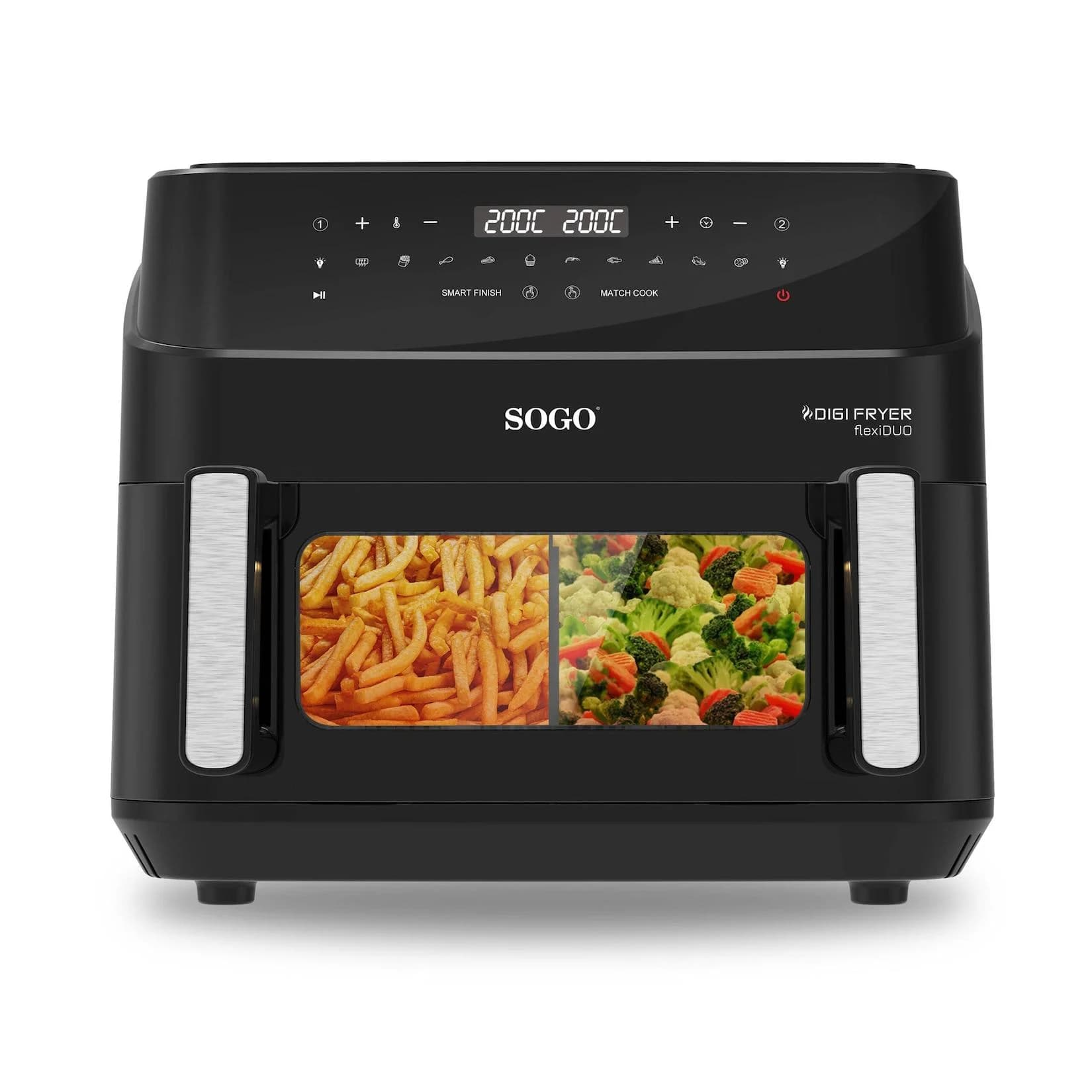SOGO DIGI FRYER flexiDUO XXL Heißluftfritteuse 2600 Watt 10,5 Liter