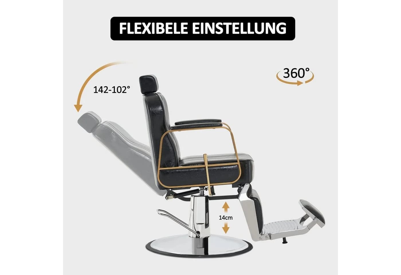 Barberpub Friseurstuhl mit Kopfstütze 360° Drehbar & Höhenverstellbar