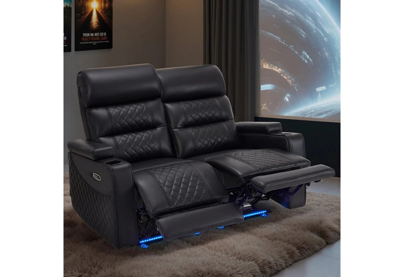 MCombo 1-Sitzer/2-Sitzer Sofa Schwarz Verstellbare Kopfstützen