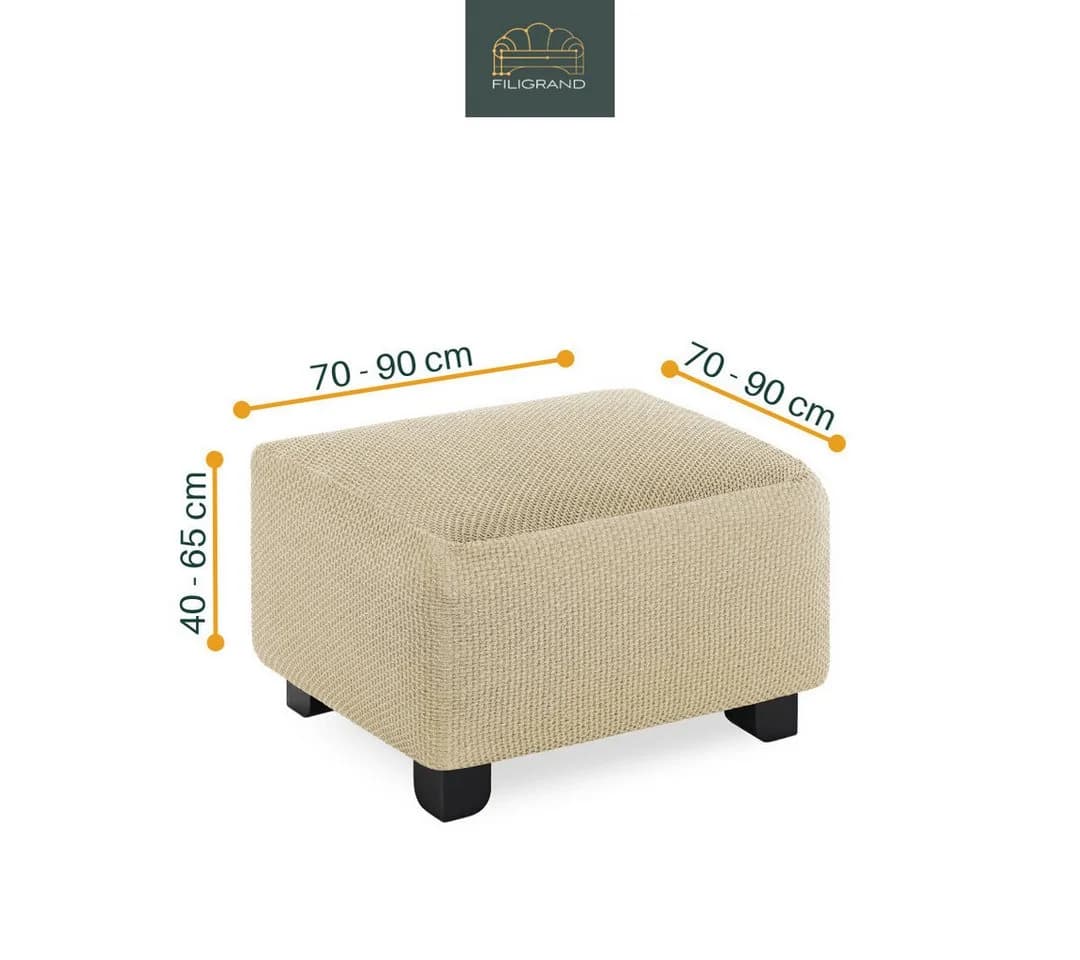Belmarti Hockerbezug Beige Spanische Handarbeit Baumwollmix