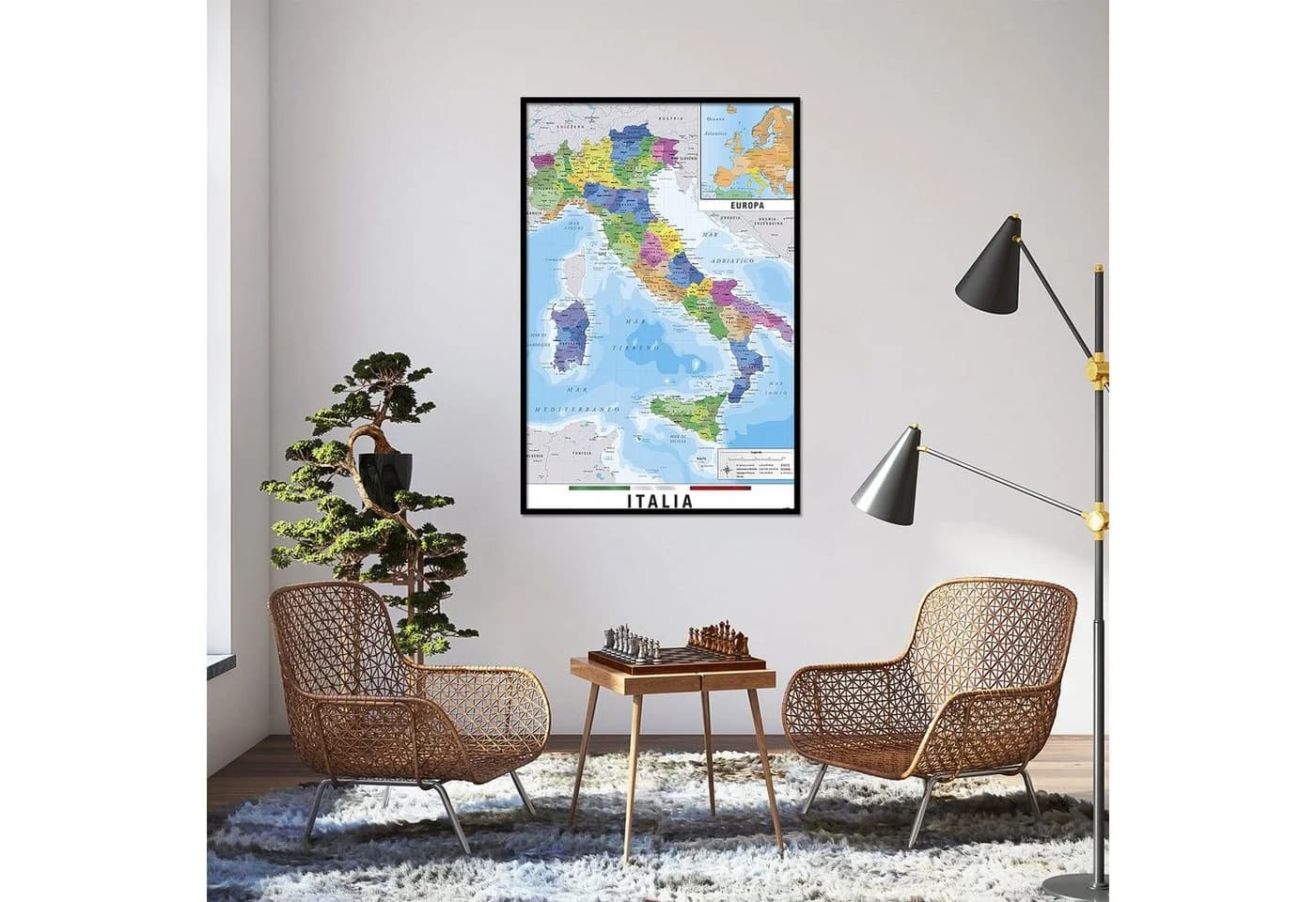 Grupo Erik Mappa Italia Fisico Politico Karte von Italien 61 x 91,5 cm
