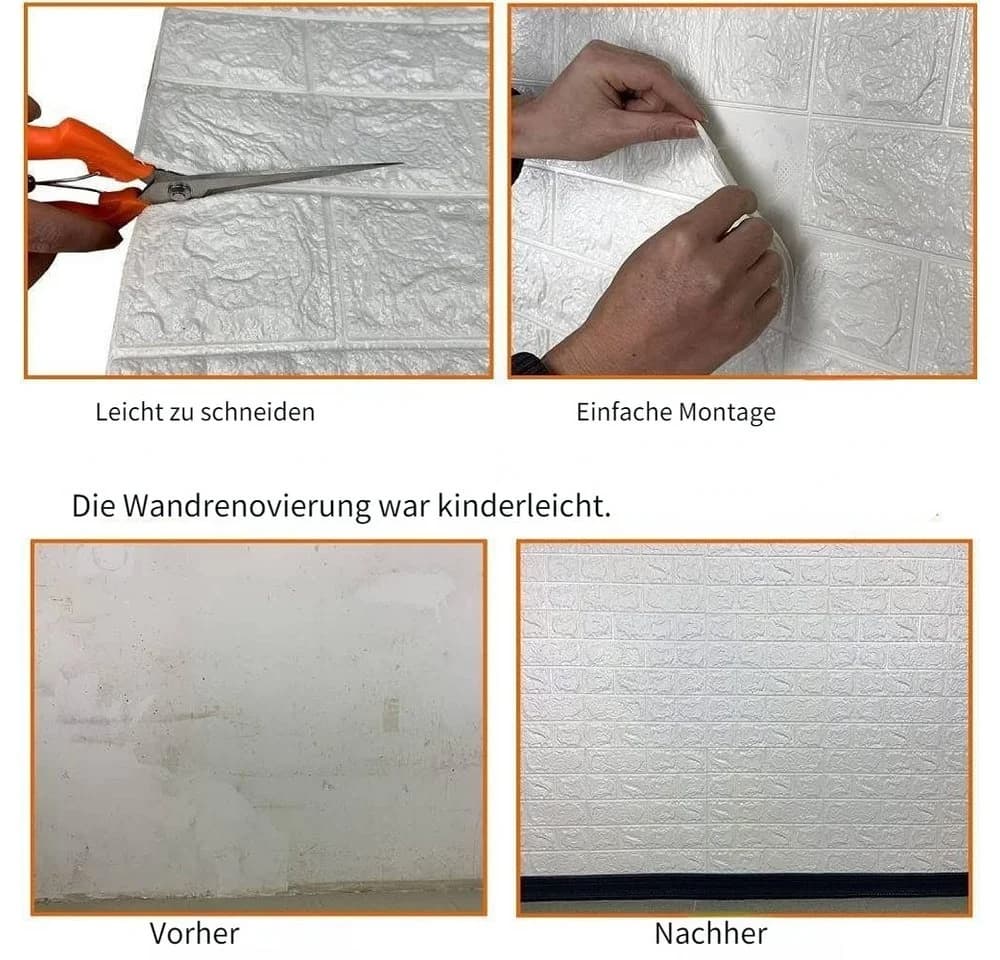 Blusmart 3D-Wandtattoo 10er-Pack selbstklebende 3D-Wandpaneele 35x38,5 cm