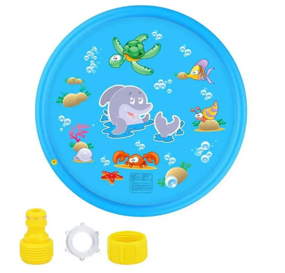 Blusmart Wassermatte Kinder mit Sprinkler Blau Meereslebewesen