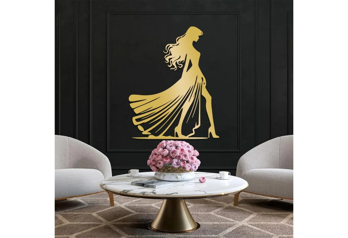 Jumpeak Wanddeko Metallkunst Abstrakte Frau Silhouette