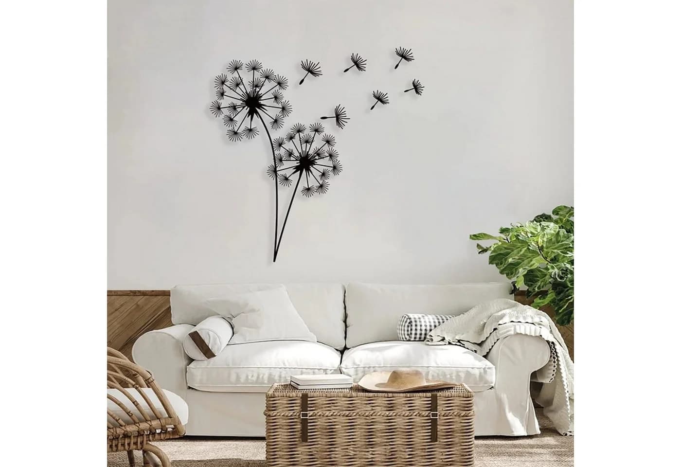 Jumpeak Wanddekoobjekt Pusteblume Metall Wanddekoration Schwarz