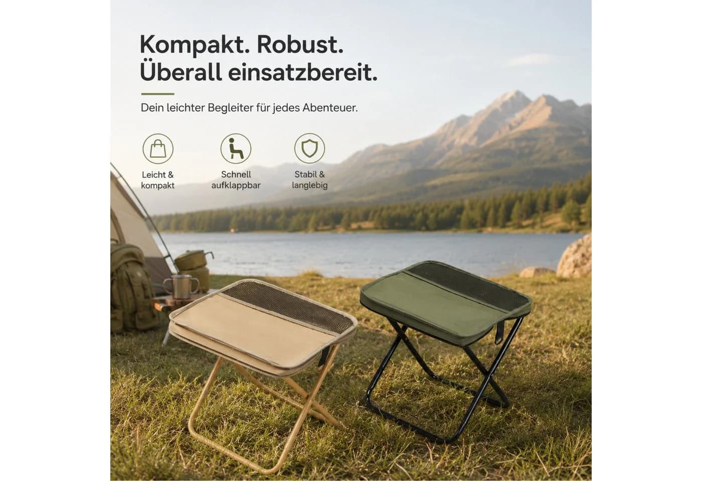 Jumpeak Klappstuhl Camping Leicht Tragbar Hocker Garten Balkon