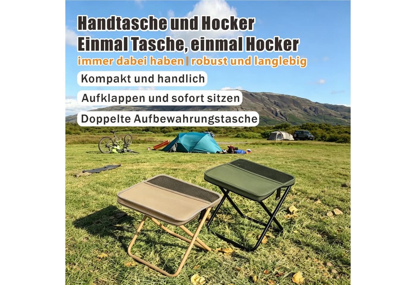 Jumpeak Klappstuhl Camping Leicht Faltbar Grün