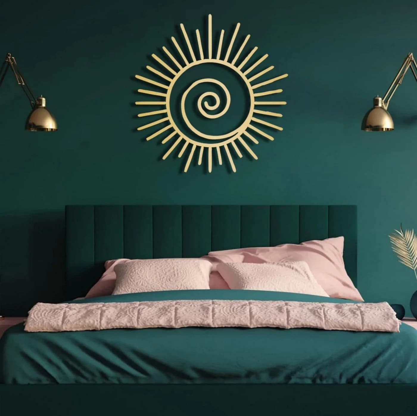 Jumpeak Wanddekoobjekt Sonne und Möwe Metall Kunst Wanddekor Gold