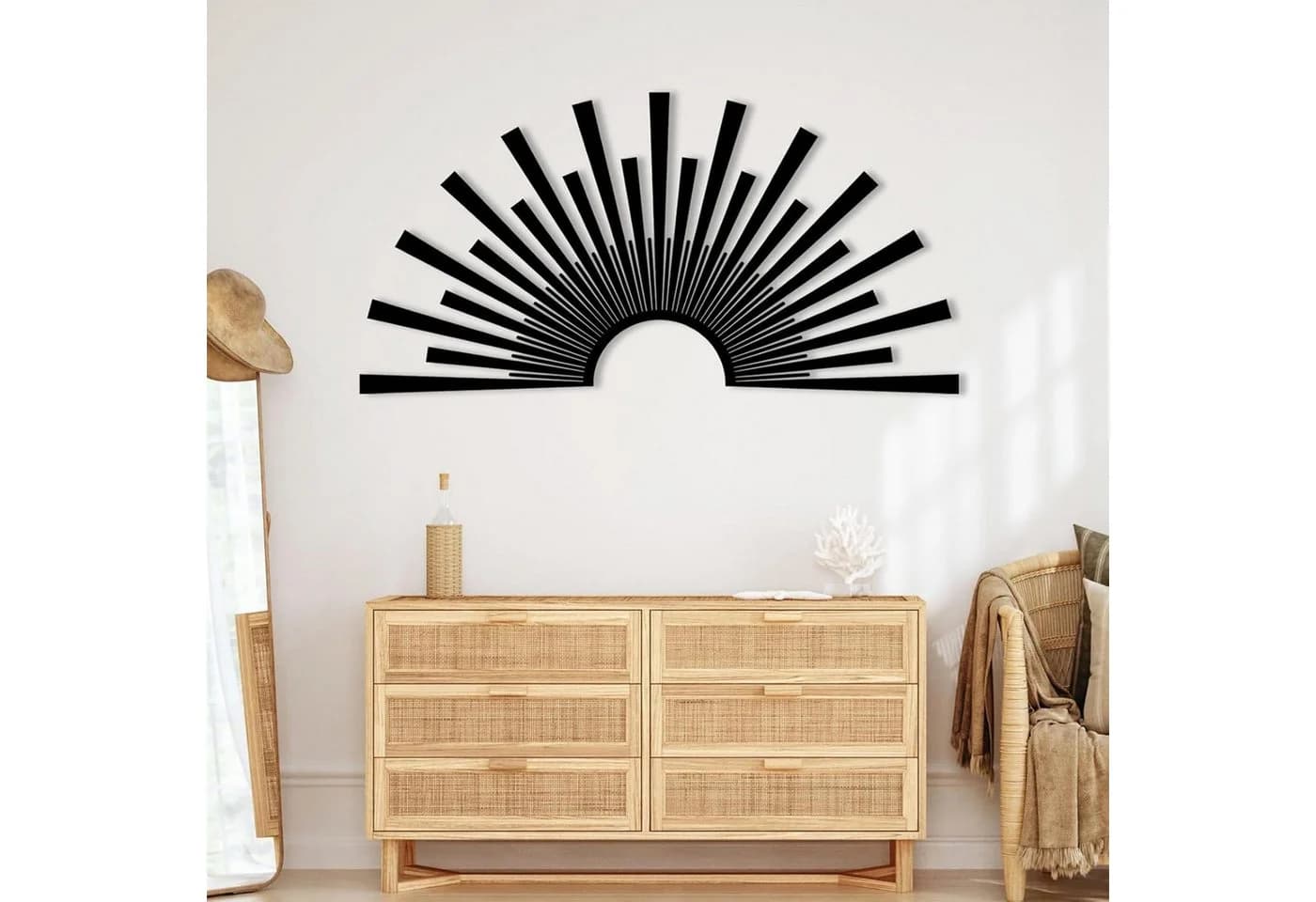 Jumpeak Wanddekoobjekt Sonne Metall Kunst Schwarz/Gold/Silber/Weiß