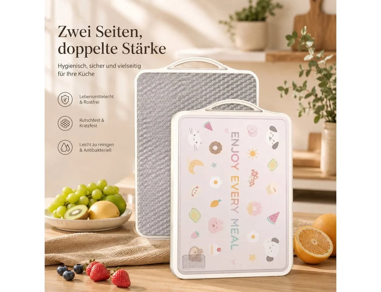 Jumpeak Edelstahl Schneidebrett 41x32 cm mit Saftrille & Reibebereich