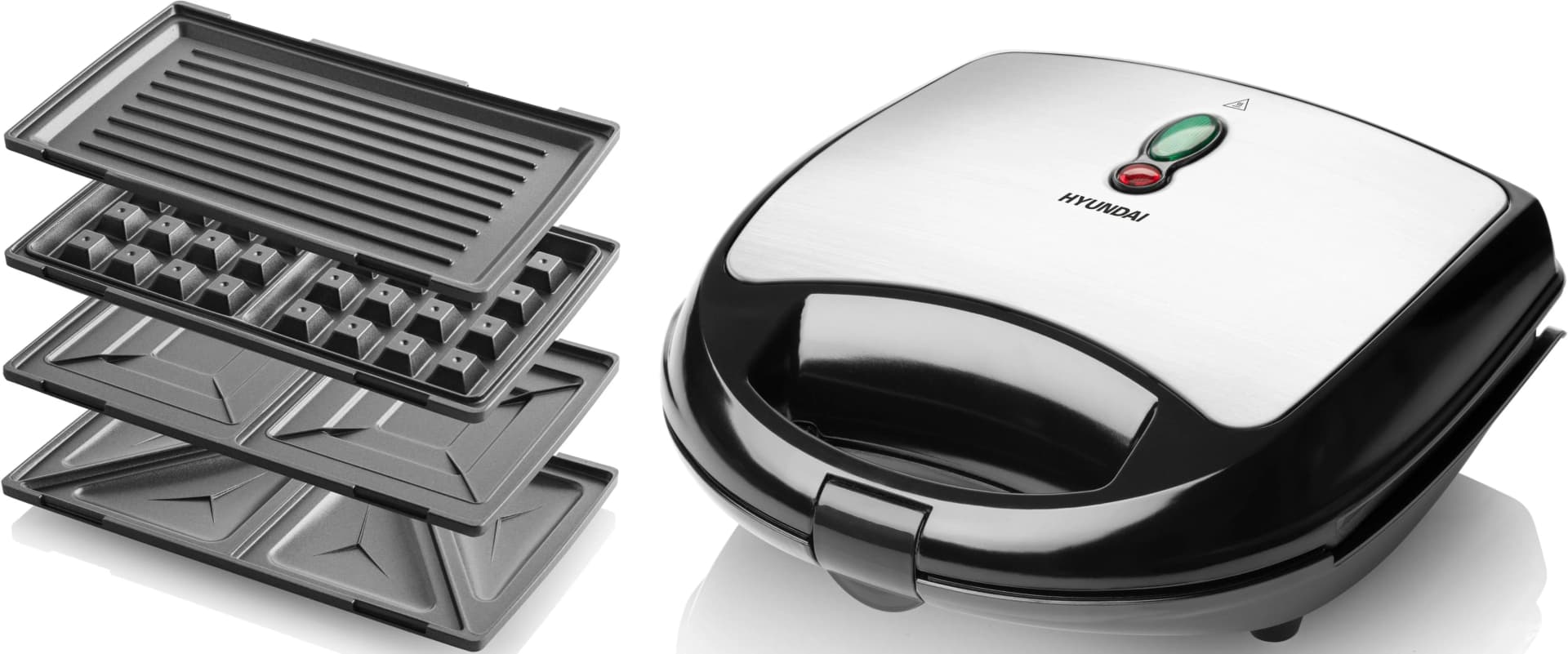 HYUNDAI Sandwichmaker HYUSM616 Schwarz Silber