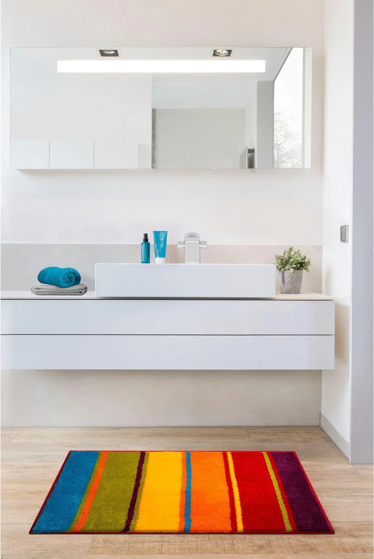 Badematte Grund Orange-Gelb Streifen
