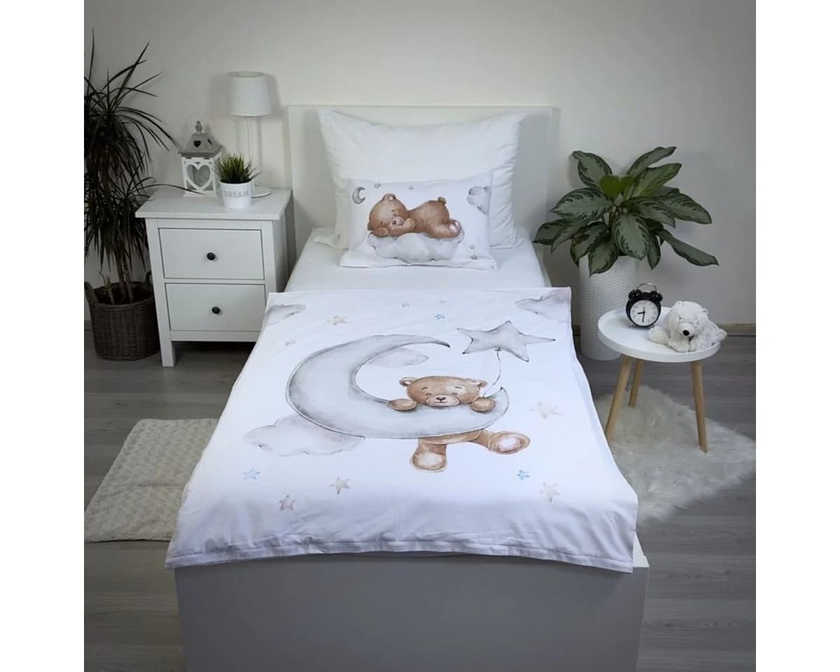 Jerry Fabrics Babybettwäsche Teddybär Mond 100x135 cm Baumwolle