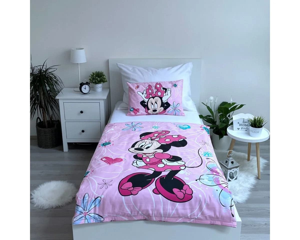 Jerry Fabrics Kinderbettwäsche Disney Minnie Mouse Rosa Weiß Baumwolle