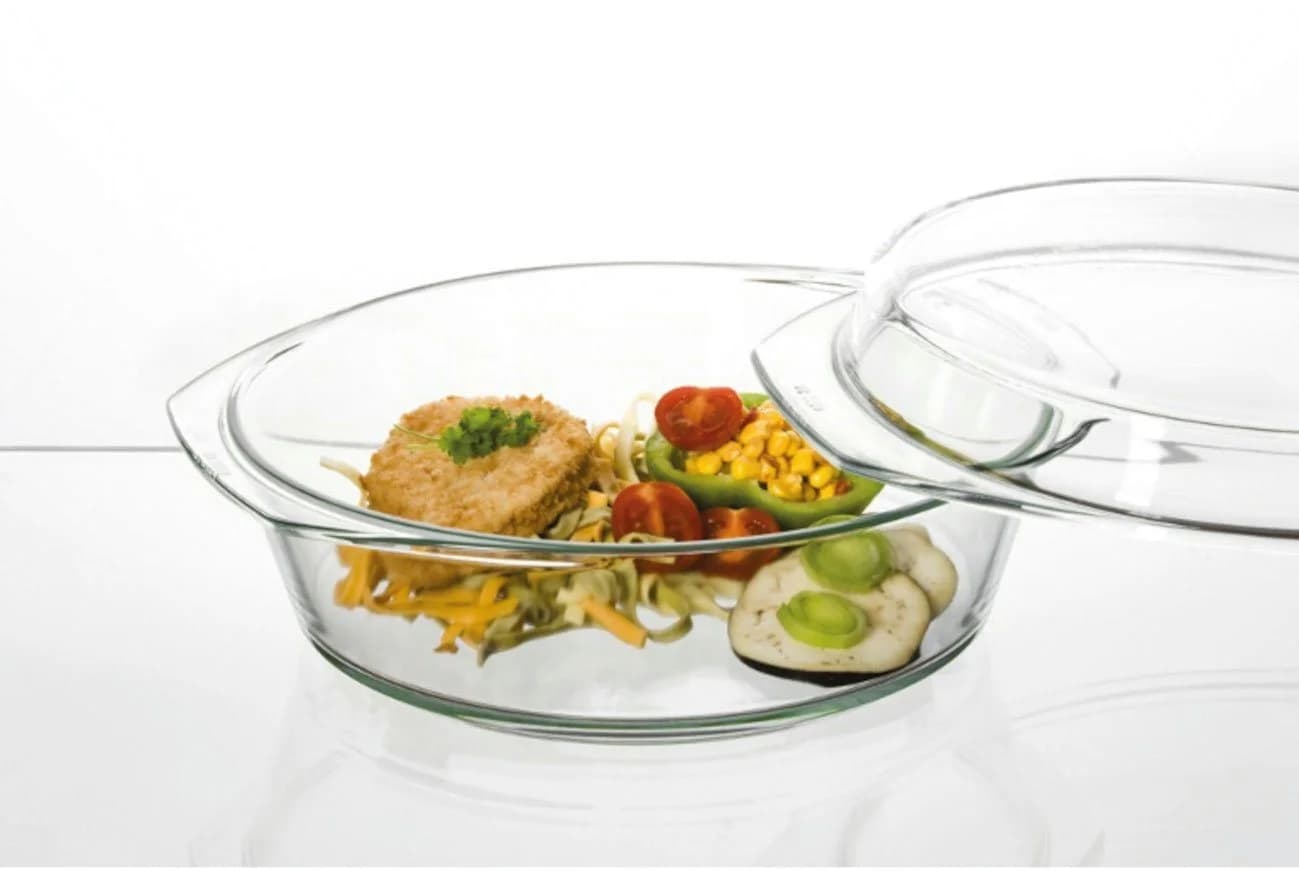SIMAX Schüssel Glas mit Deckel rund 3,5 Liter transparent