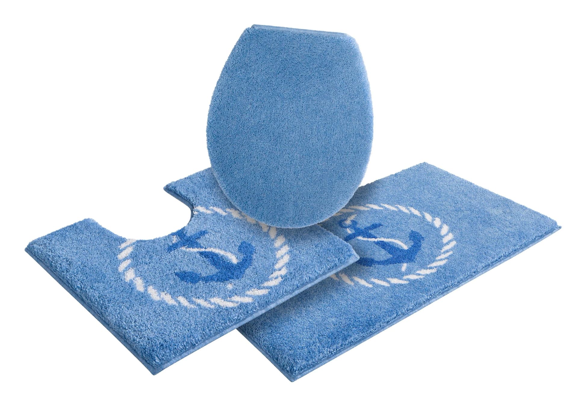 Grund Badematte Port Louis Blau mit Anker-Motiv