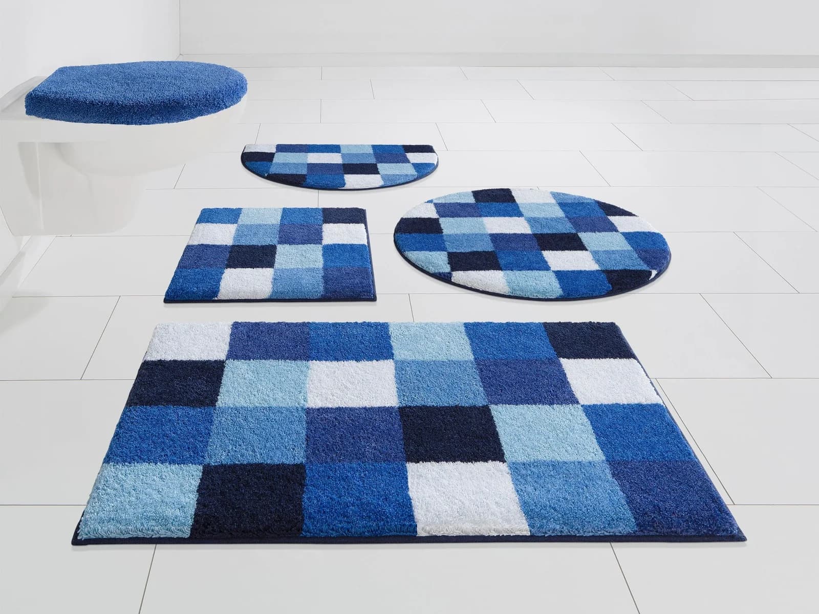 Badematte GRUND Mosaik Blau Kunstfaser