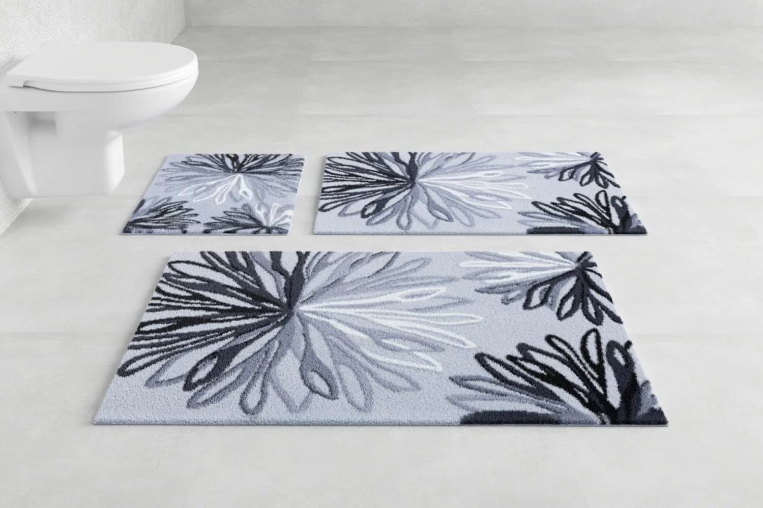 GRUND Art Badematte Anthrazit Grau Polyacryl Florales Muster