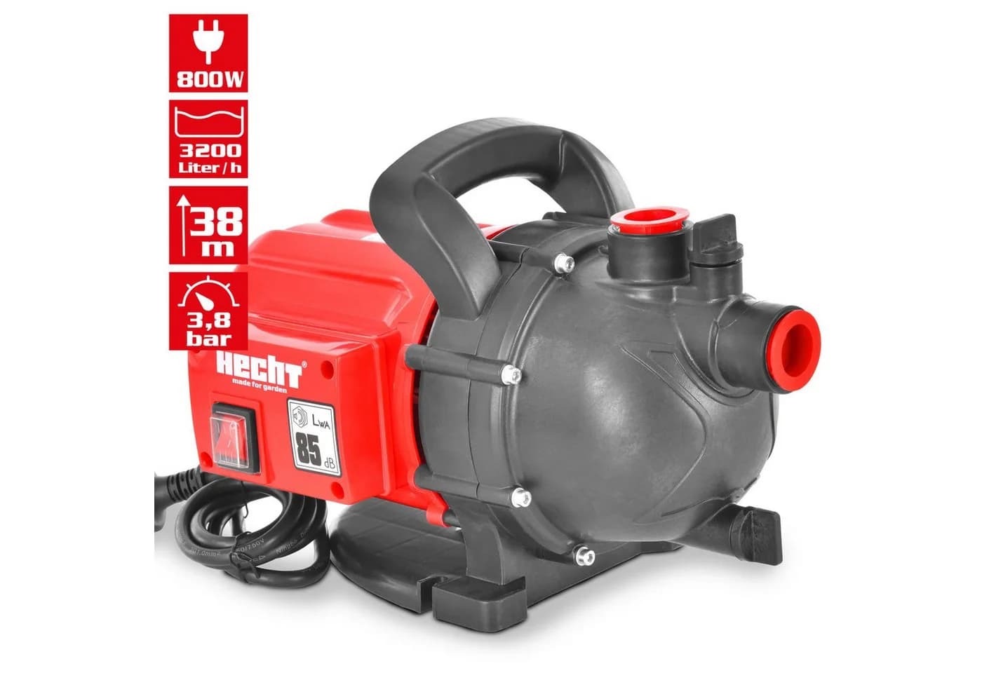 Hecht Gartenpumpe 3080 Kreiselpumpe 800W 3200l/h
