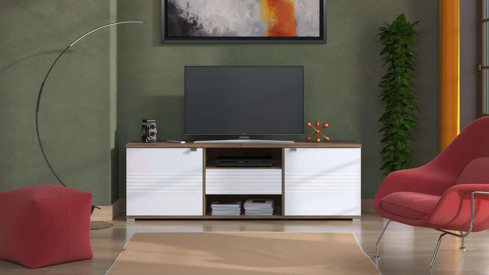 HOME AFFAIRE Lowboard Grenoble TV-Schrank weiß Eiche 176 cm