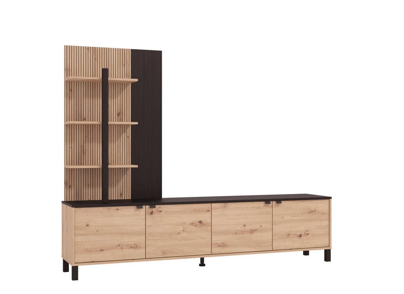 HOME AFFAIRE Wohnwand Margate Schwarz Eiche mit TV-Board