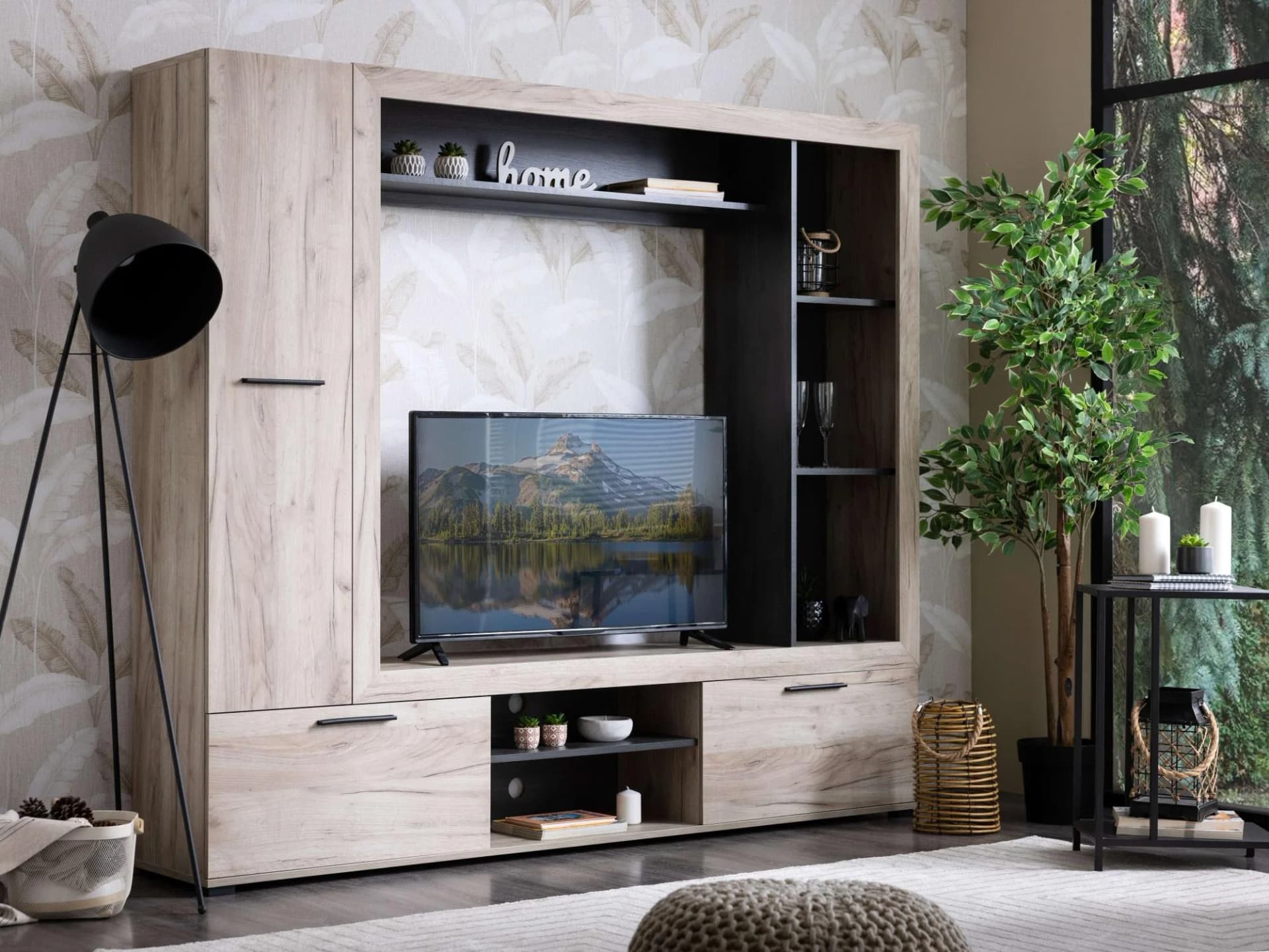 Home Affaire Wohnwand Lorca TV-Wand grau eiche