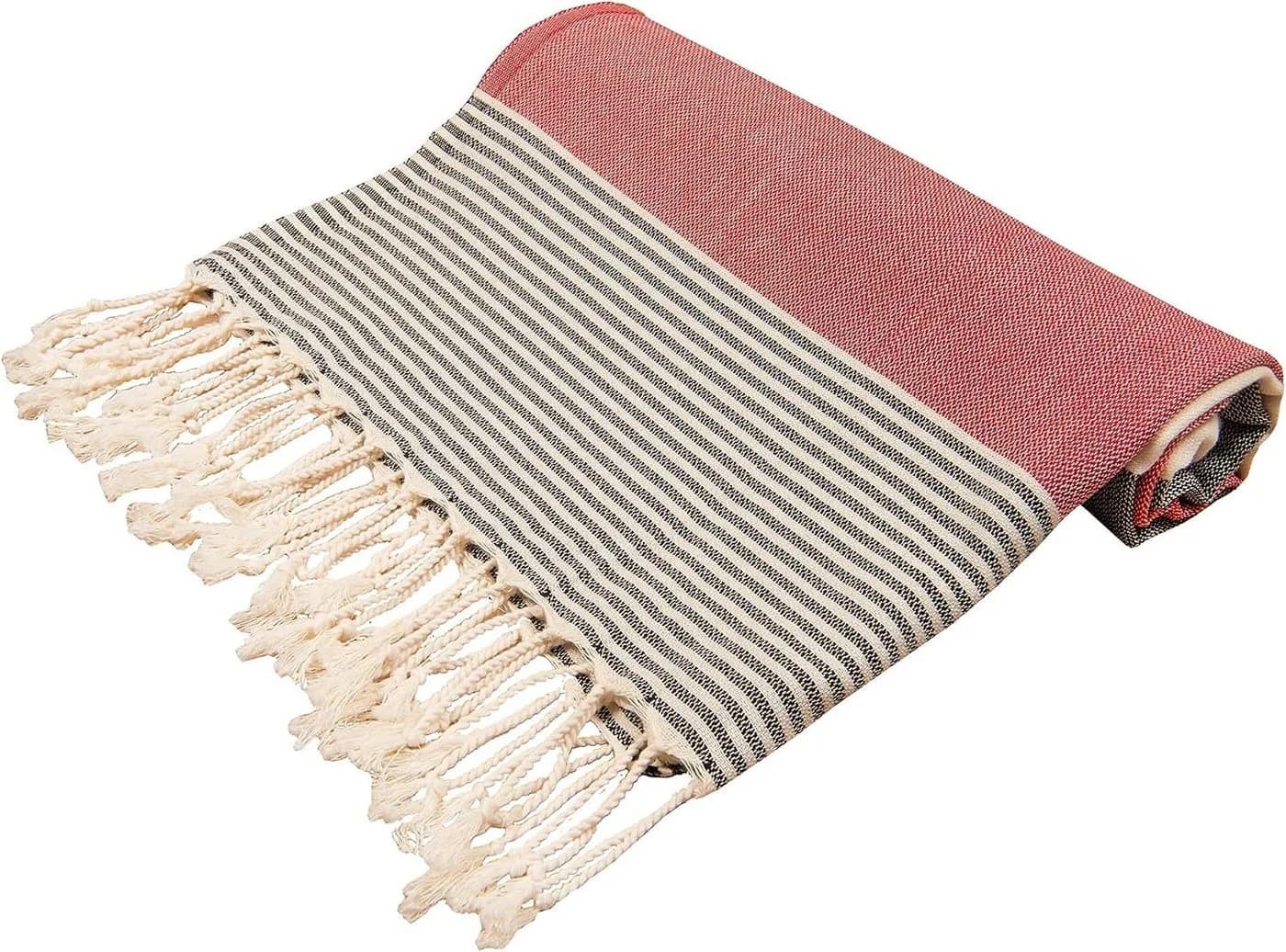 Livessa Strandtuch 100% Baumwolle Grau/Rot 100x180 cm