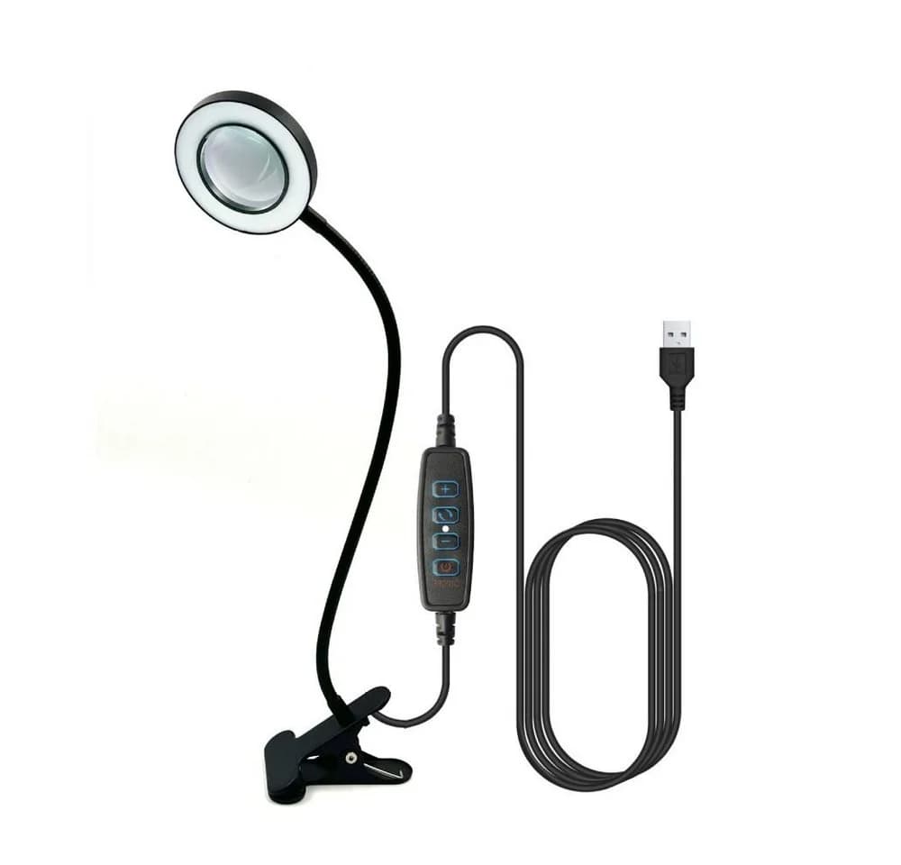 VIVIHEYDAY Klemmleuchte LED Lupenleuchte mit Vergrößerungslupe, USB, dimmbar