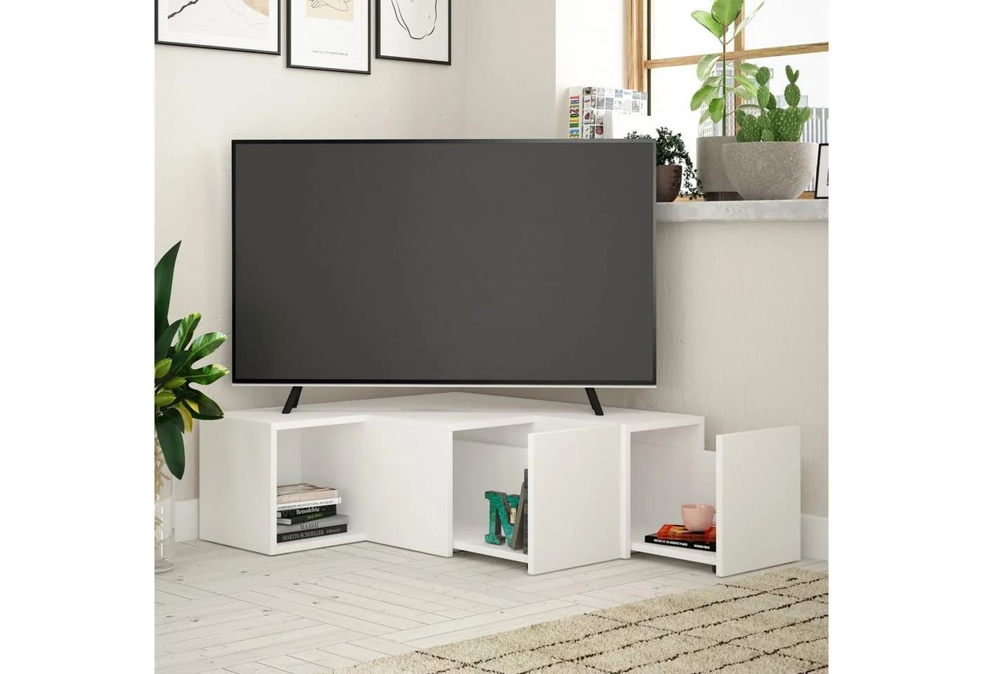 Decortie Schreibtisch Compact TV-Ständer mit Wandregal