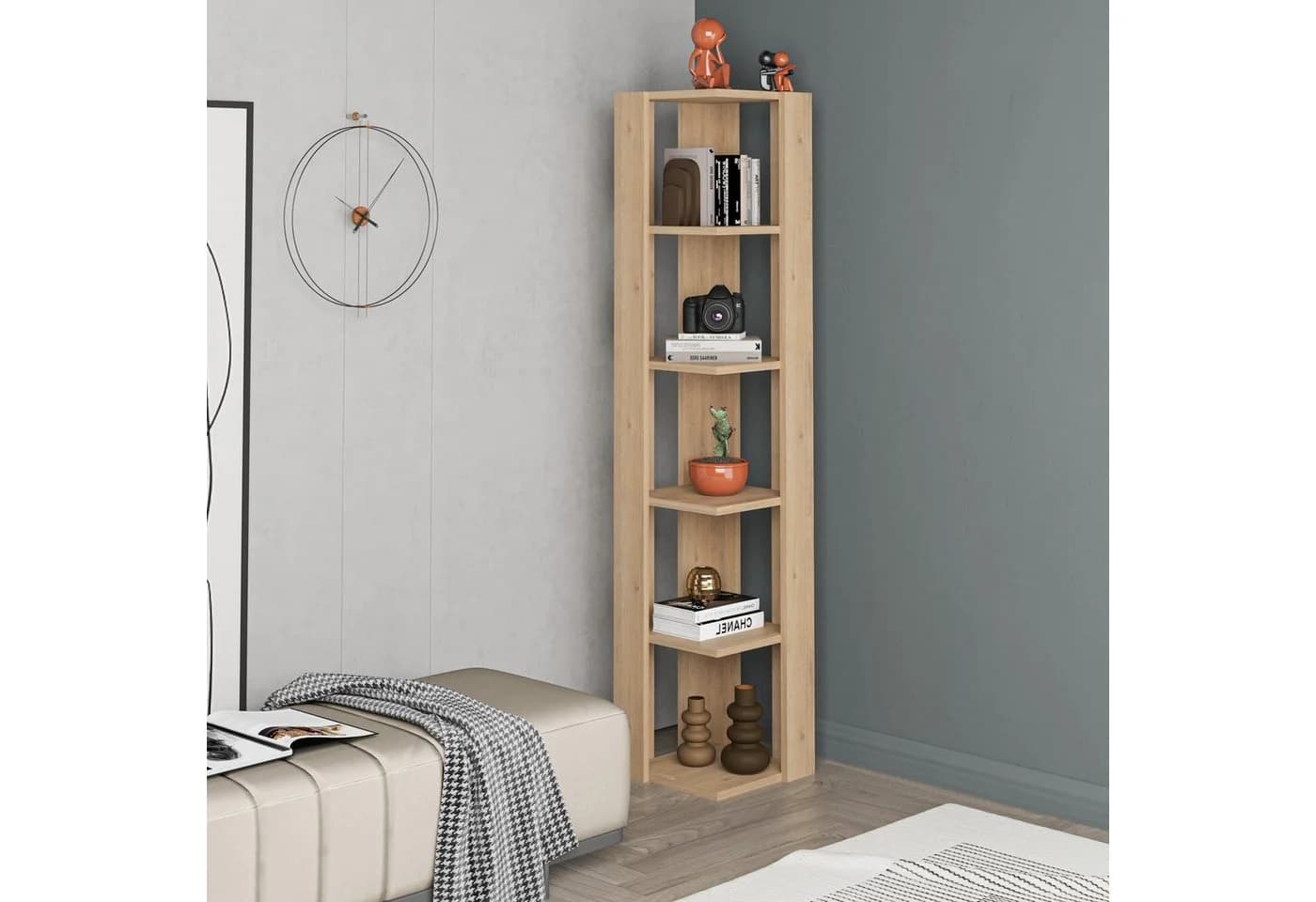 Decortie Eckregal Nati Eck-Bücherregal Modern Eiche