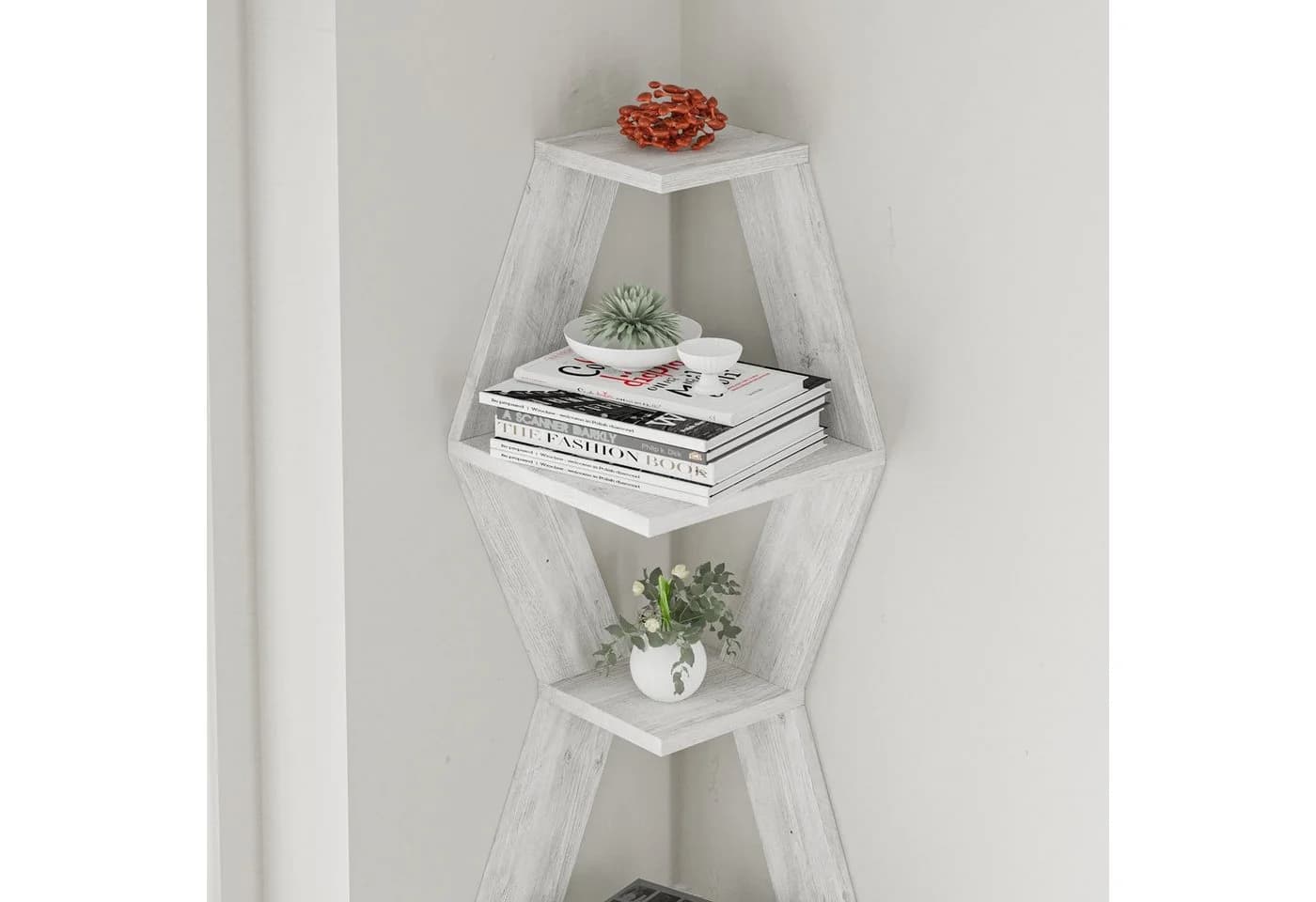 Decortie Eckregal Sablor Modernes Wandregal Weiß Diagonal