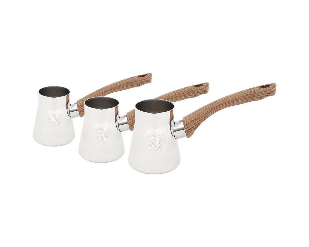 SERENK Kaffeekännchen Set 4-tlg. Edelstahl Cezve mit Ständer