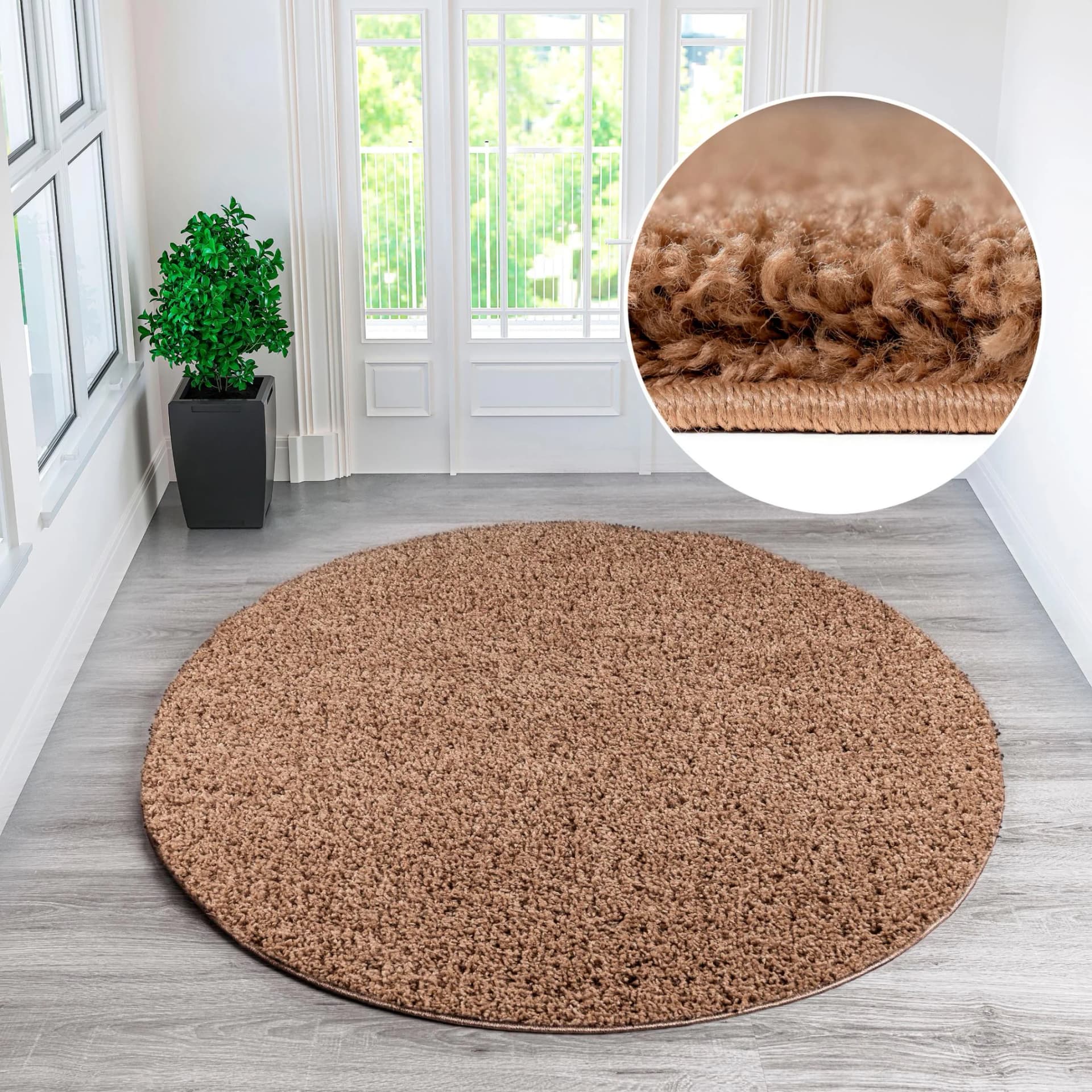OTTO HOME Shaggy 30 Teppich Rund Braun 190cm