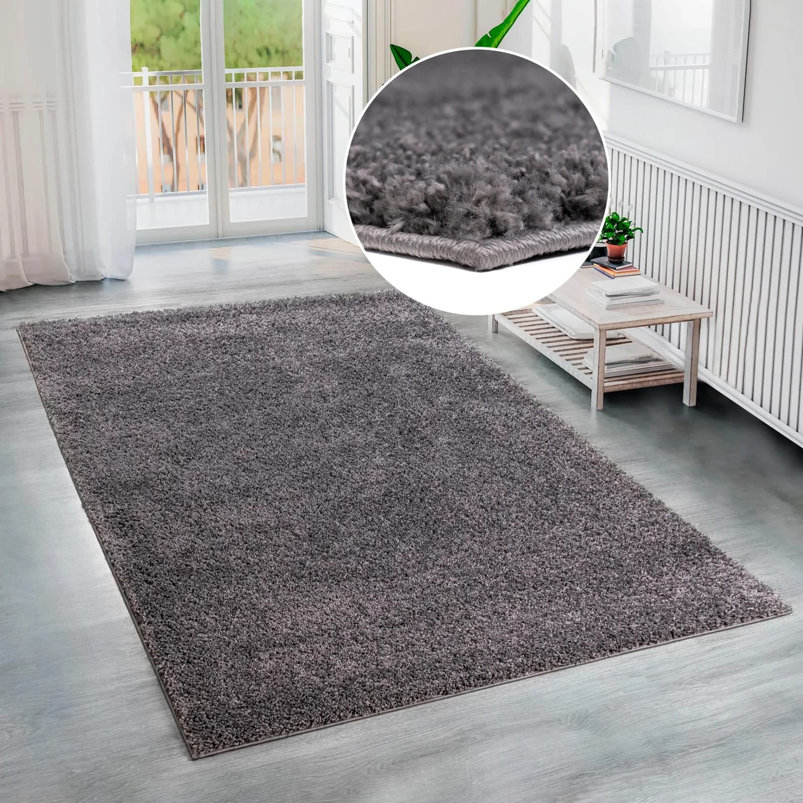 Hochflor-Teppich Shaggy Soft Bruno Banani Grau Kunstfaser