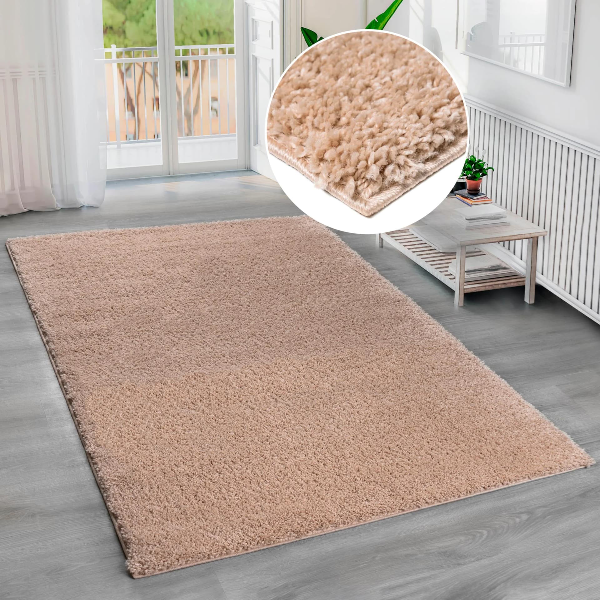 Hochflor-Teppich Shaggy Soft Beige Kunstfaser