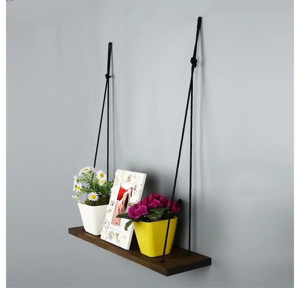 Skye Decor Wandregal 100% Fichtenholz Walnuss Modern Rustikal