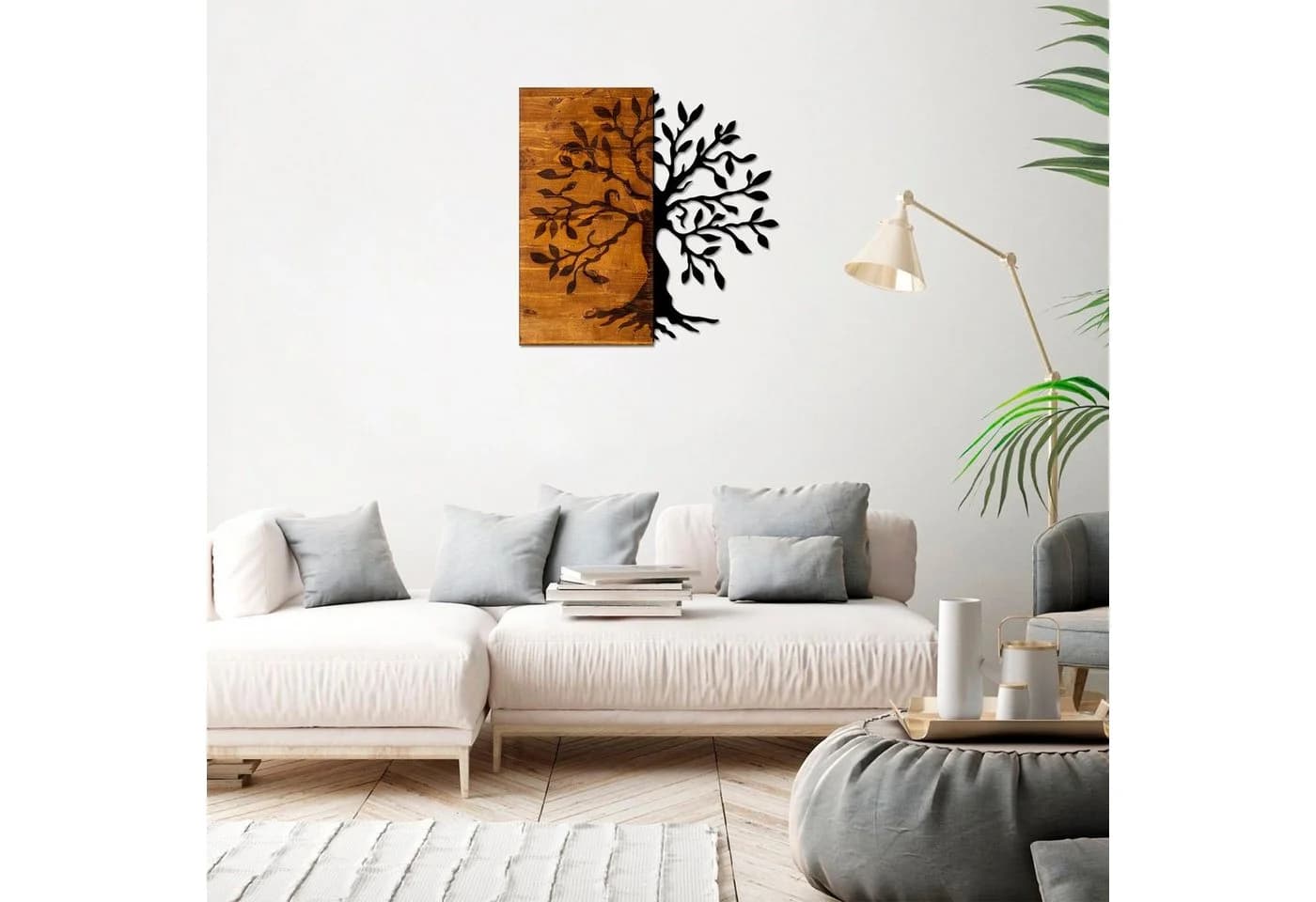Wallity Wanddekoobjekt 50% Holz 50% Metall 58x58cm Walnuss/Schwarz