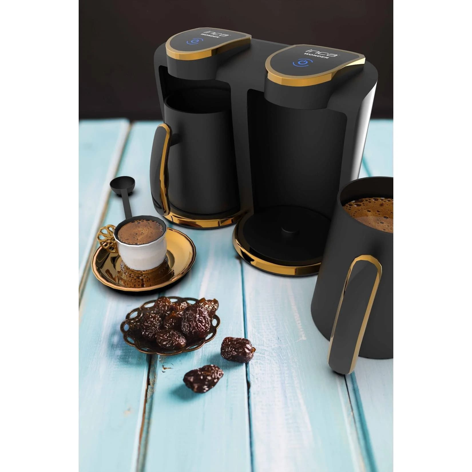 Inca Turkische Kaffeemaschine Duo Wonder Serie IKM-02 Mokka Schwarz