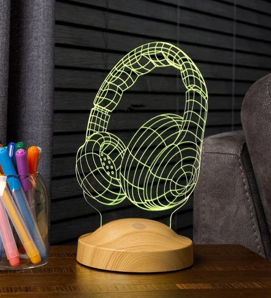 Geschenkelampe LED Nachttischlampe Kopfhörer 3D mehrfarbige Lampe